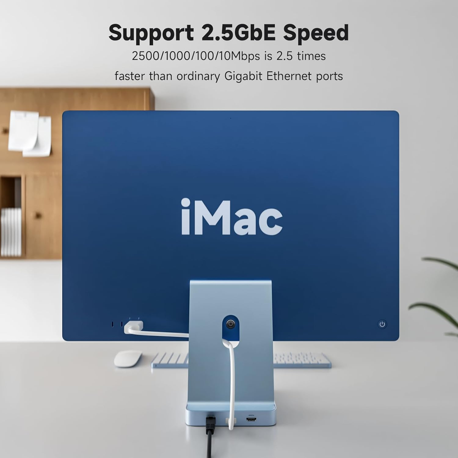 Minisopuru Iexpandmate DS802PRO Imac Accessories with 4K@60Hz HDMI, USB C Charging, 2.5Gbe, 4TB M.2 SSD Enclosure, USB C Hub for Imac 24 Inch M1/M3/M4, Imac Hub with 4 X USB, SD/TF, Audio | Blue image number 1