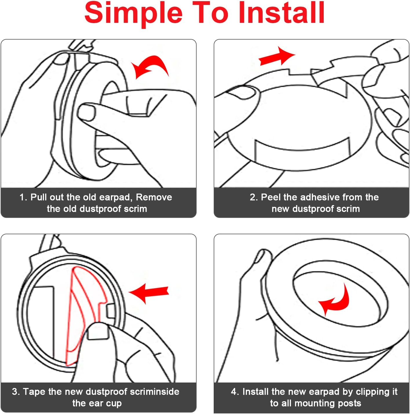 Replacement Earpads Cushions for Bose Quietcomfort 35/Quiet Comfort 35 II (QC 35/QC35 Ii), Headphone Ear Covers, High Density Memory Cotton, Soft Leather, Adaptive Noise Isolation Headphones Pads. - Black image number 5