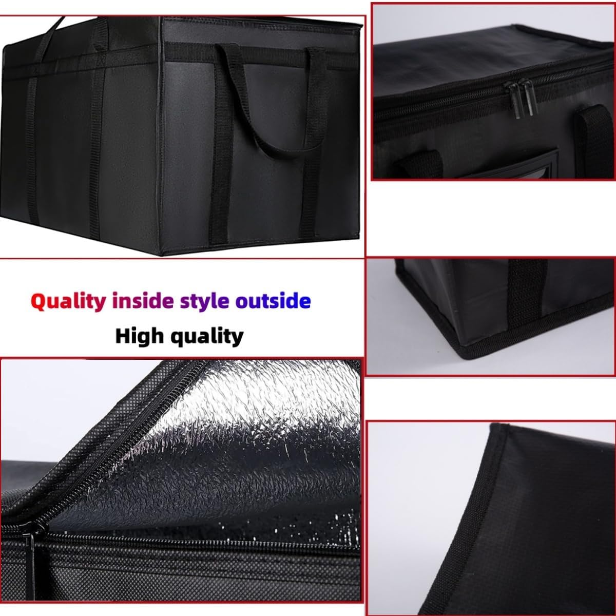 Insulated Cooler Collapsible Bag, Zipper Closure Keep Food Hot or Cold,Reusable Shopping Bag，For Hot and Cold Food Delivery，Support Plate Included image number 2