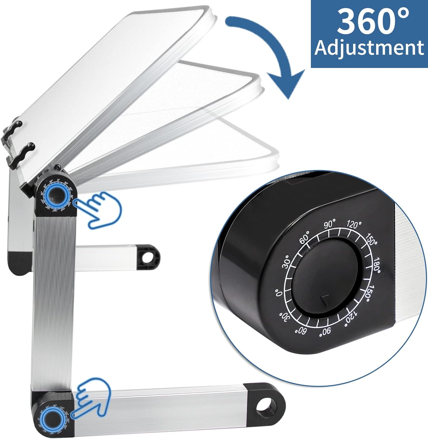 Adjustable Book Stand, Height and Angle Adjustable Ergonomic Book Holder with Page Paper Clips for Big Heavy Textbooks Music Books Tablet Cook Recipe Durable Lightweight Aluminum Book Holder Foldable - Black image number 5