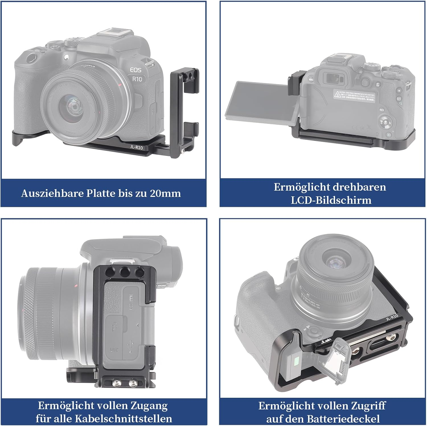 FOTGA Quick Release Plate L-Shaped Bracket L-Bracket Vertical Expandable Plate for Canon EOS R10 Camera, Compatible with DJI Ronin RS2/RSC2/RS3/RS3 Pro/Rs3 Mini Stabiliser Arca Swiss image number 3