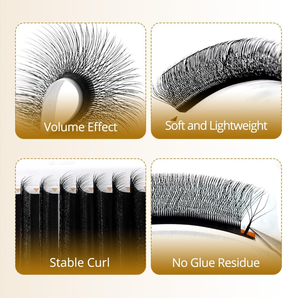 Lunamoon 5D Eyelash Extensions, W Eyelashes, Self-Fanning Lash, Ready-To-Use Fan Eyelash Extensions, Russian Volume Eyelashes, Premade Fan Lashes (Camellia5D-0.07C/8-15 Mm) image number 4