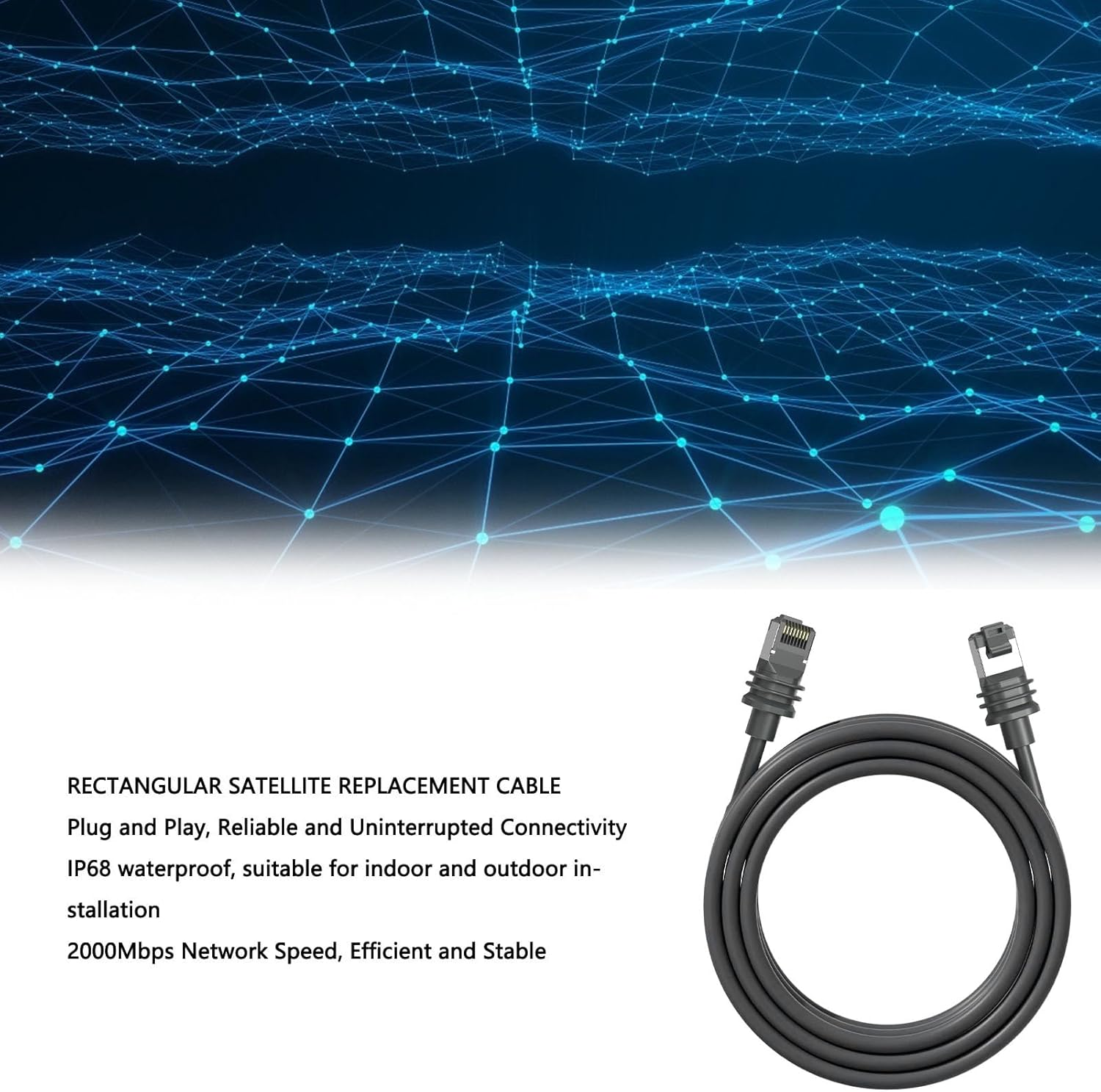 Gen 3 Cable, 6Ft 2M Cable for Gen3 Rectangular Satellite Device, Replacement Short Cable for Standard V3 Mini, Internet Kit Waterproof Outdoor