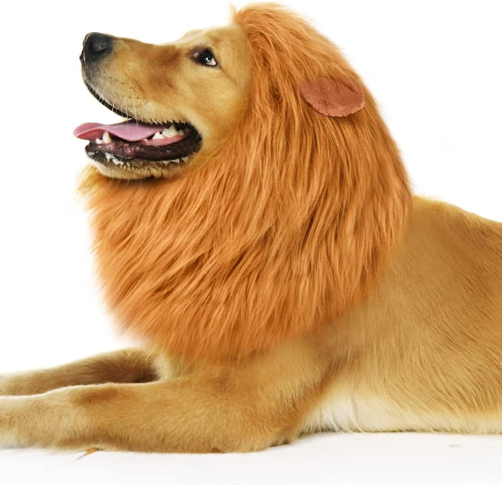CPPSLEE Lion Mane for Dog Costumes, Dog Lion Mane, Realistic Lion Wig for Medium to Large Sized Dogs, Large Dog Halloween Costumes, Lion Mane for Dog, Halloween Costumes for Dogs (Brown) image number 6