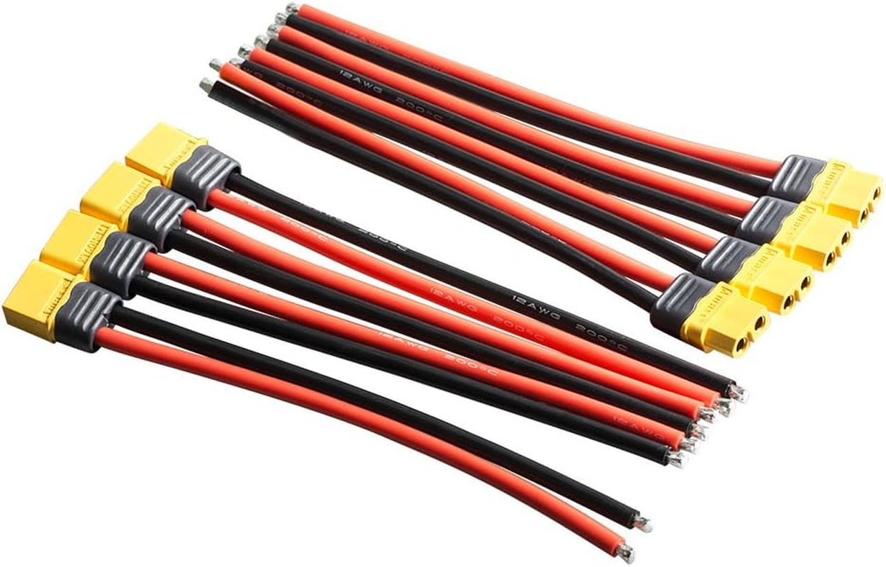 8Pcs XT60 Plug Male Female Connector with Sheath Housing Connector with 150Mm 12AWG Silicon Wire for RC Lipo Battery FPV Drone