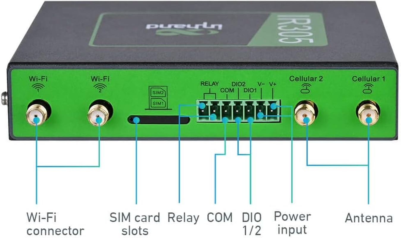 Inhand Networks IR305 Industrial Iot LTE 4G VPN Router,Modem,5 Ethernet Port,Wifi,Dual Sim Slot Unlocked, Wan Failover,Remote Connection,Link Backup, Mu-Mimo,Vlan,Lte CAT4 (RS232/485 Port) image number 3