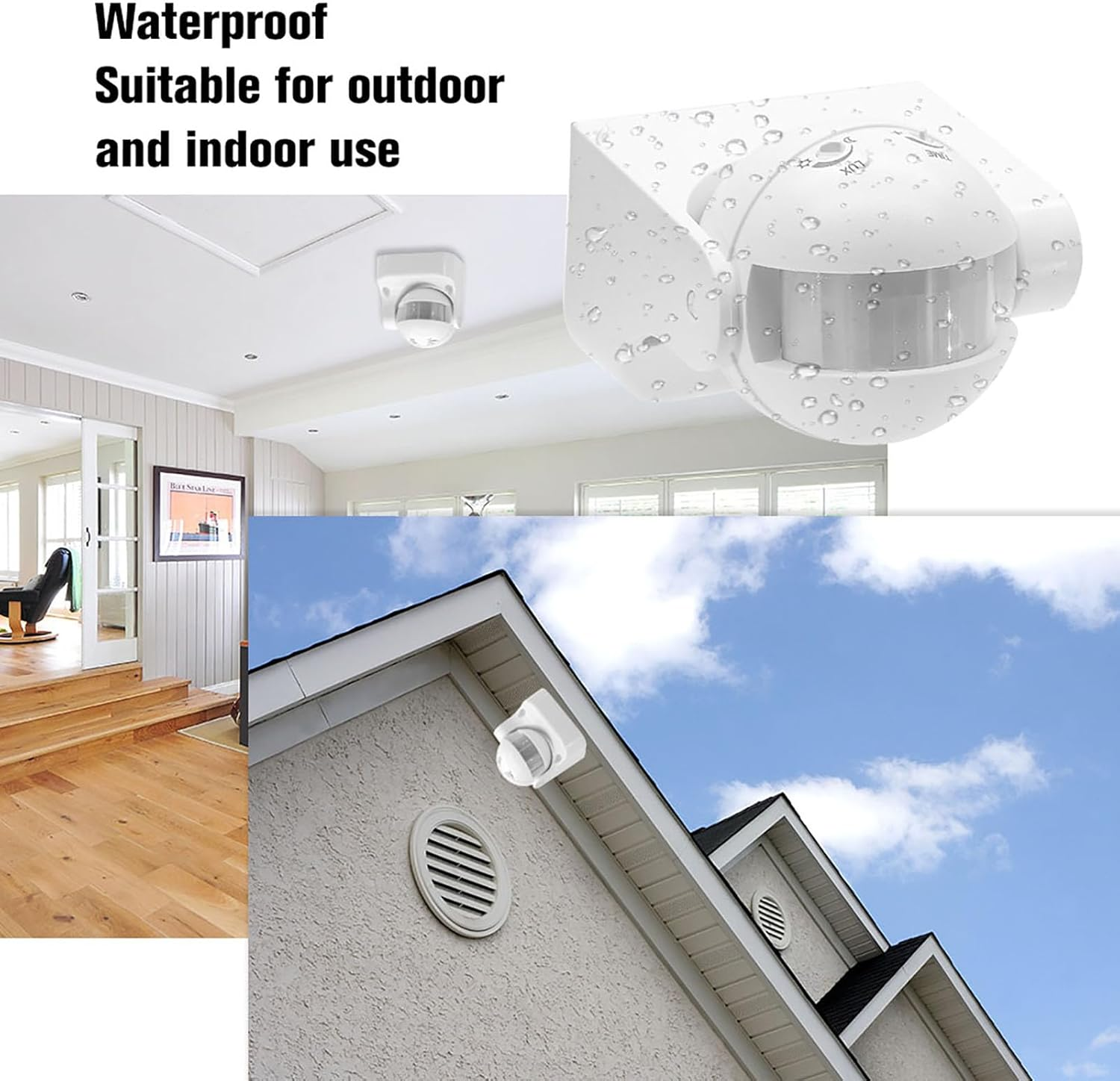 RIZGHWOY PIR Motion Sensor Switch, 180 Degree Outdoor Security, IP44 Rated, 240V AC, LED Compatible, White, 12M Detection Range image number 2