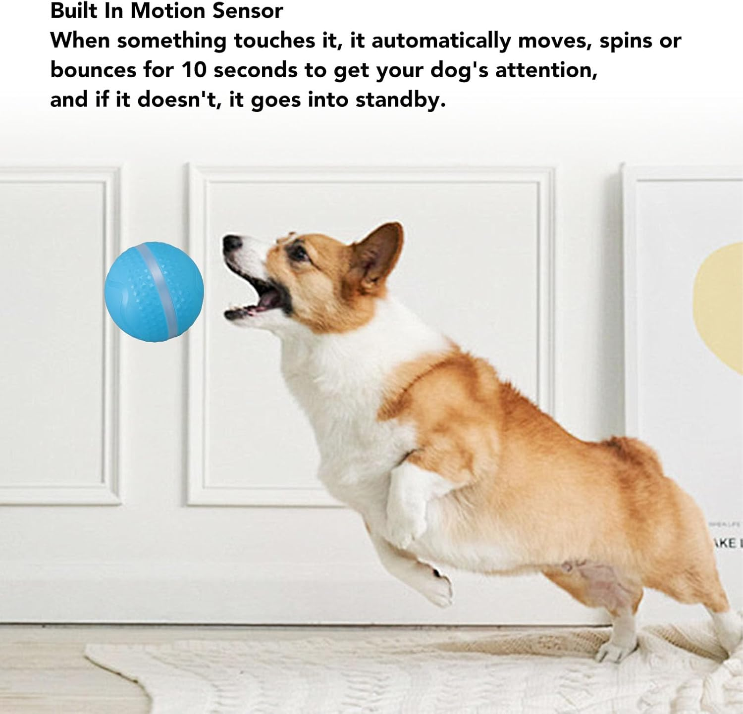 Smart Interactive Dog Ball Toy, Waterproof Motion Activated Automatic Rolling Ball Toy Pets Chew Toys, Electric Launcher Bouncing Busy Ball for Small Large Dog Pet image number 4