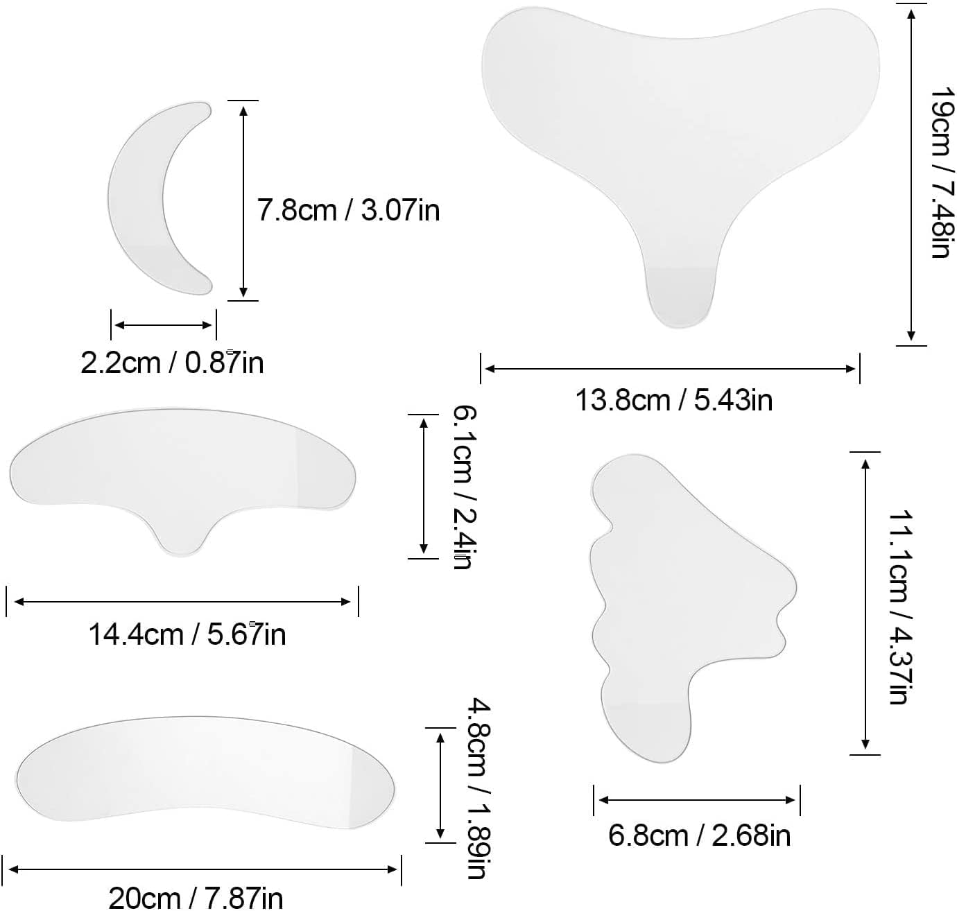 Limcryspp 11Pcs Face Wrinkle Patches Remover Strips Reusable for Forehead Eye Mouth Upper Lip & Chest Transparent Silicone Facial Anti-Wrinkle Face Pads Silicone (11Pcs) image number 1
