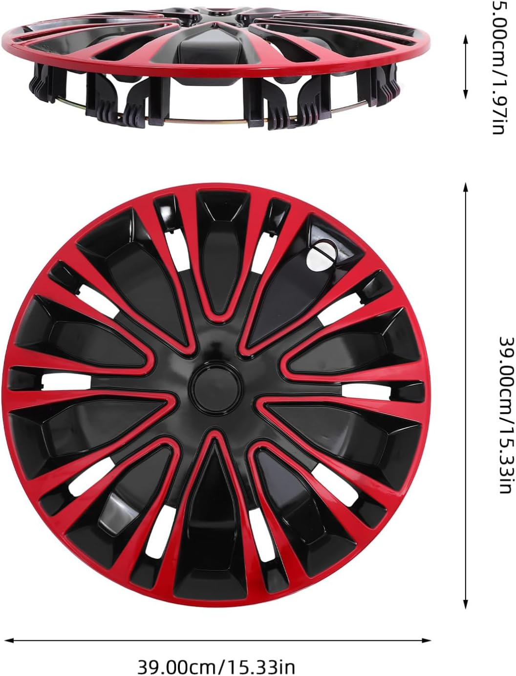 LALADEFIEE 14-Inch Car Hubcaps Decorative Hub Cover Red Black 2-Tone Universal Wheel Rim Covers Automotive Wheel Hub Caps for Cars image number 3
