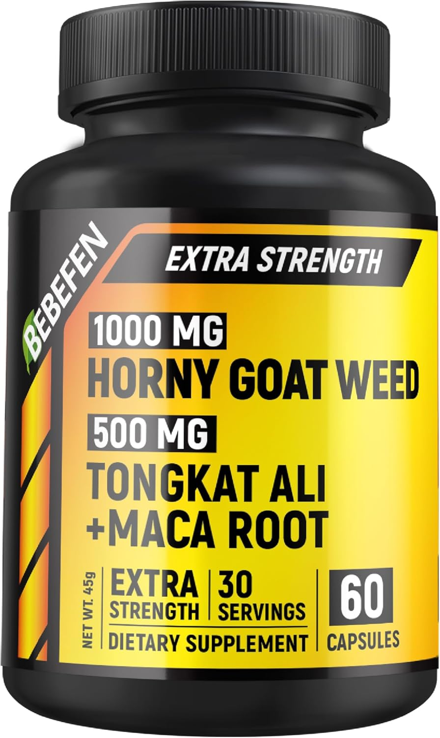 Horny Goat Weed for Men - Extra Strength with Black Maca Root, Tongkat Ali - 60 Capsules image number 5