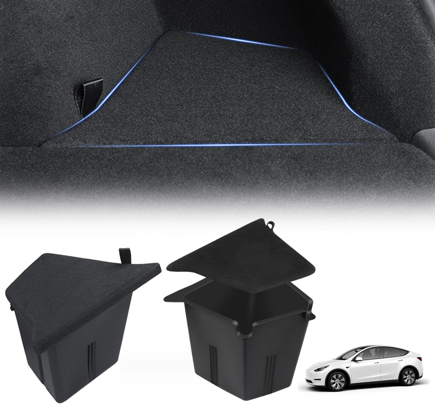 Yotsuba for Tesla Model Y Trunk Storage Bins, Rear Trunk Organizer Side Packets Tray for 2022-2024 Tesla Model Y 5-Seater (Newest Verion) image number 2