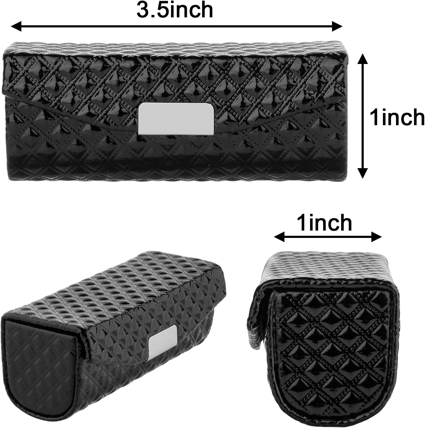 Beautyflier Women&rsquo;S PU Leather Lipstick Case Holder with Mirror Rectangle Makeup Travel Cases for Purse Lipstick Holder, Black, Lipstick Case