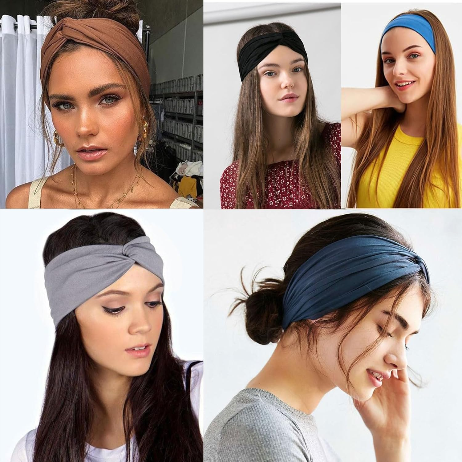 Nayyana 8 Pieces Boho Turban Headbands Wide Hair Band for Hair Non-Slip Twisted Headbands Headscarves Short Hair Stretchy Thick Fashion Hair Accessories image number 4