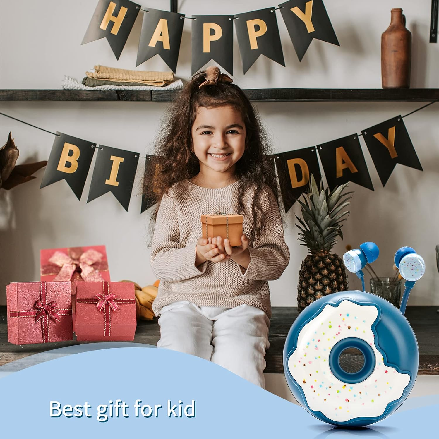 Anruk Cute Donut Earbuds for Kids, Kid Size Wired Earbud & In-Ear Headphones with Microphone and Lovely Earphones Storage Case Gifts for School Girls and Boys (Cyan) image number 5