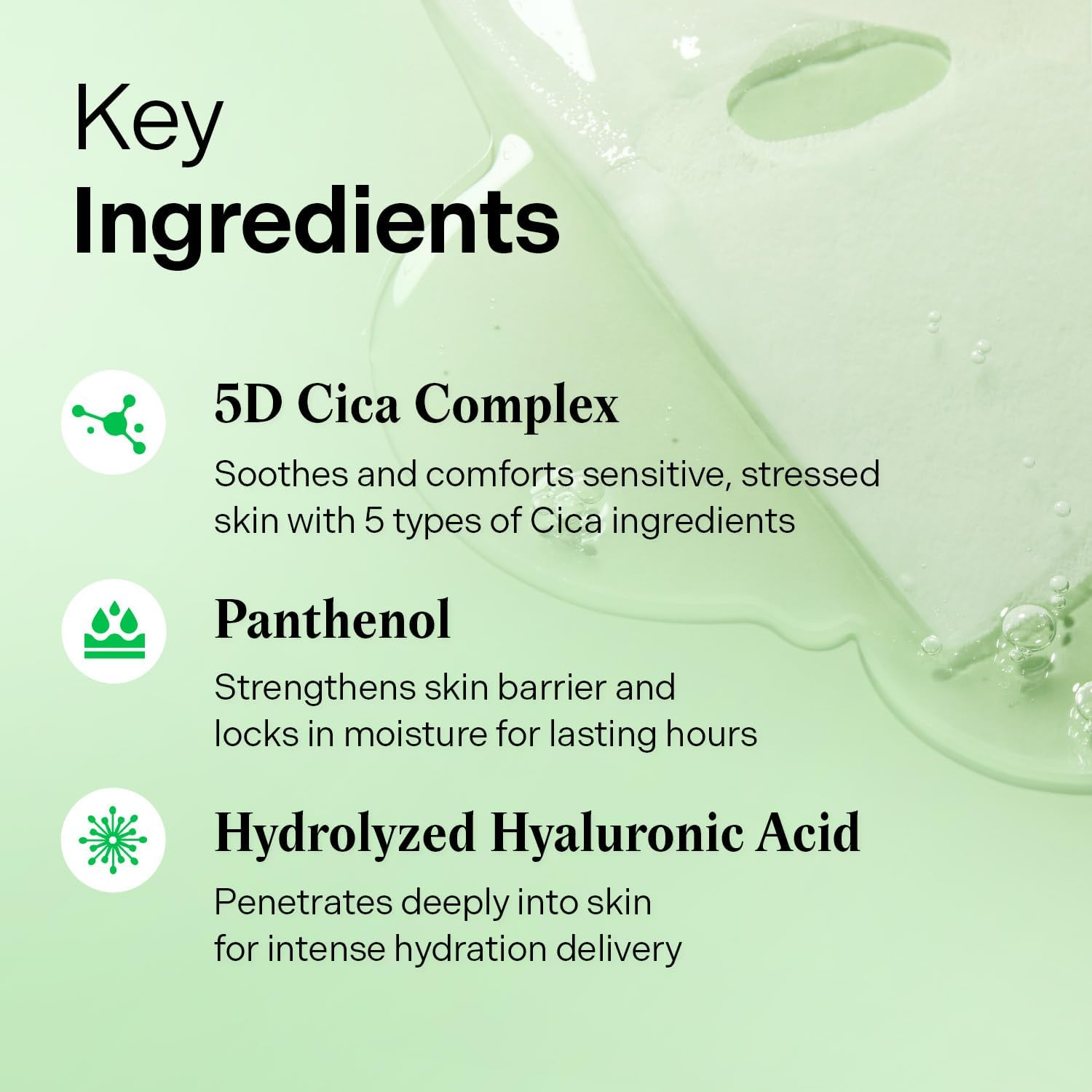 Torriden BALANCEFUL Cica Facial Masks (10 Sheets) | Extra Soothing Care | 5D CICA, Hydrolyzed Hyaluronic Acid, Panthenol | Korean Face Mask image number 2