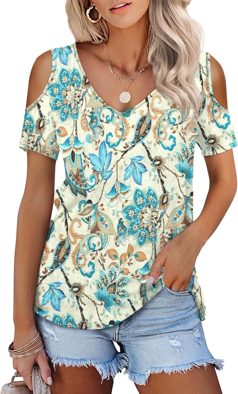 Amoretu Women'S Plain Cotton Short Sleeve Shirt