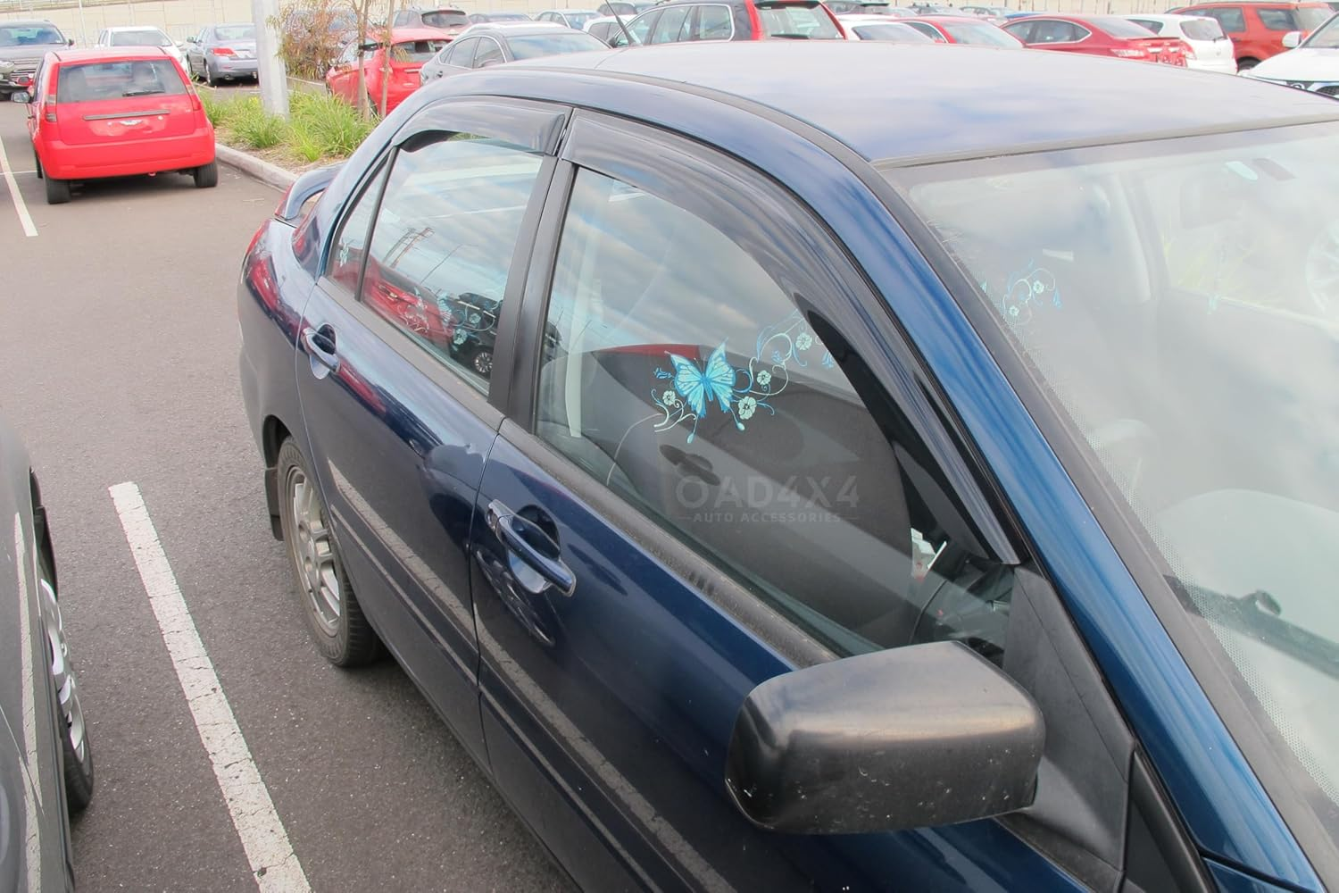 OAD4X4 Weathershields Compatible with Mitsubishi Lancer Sedan 2003-2007, Weather Shields Window Visors Wind Deflectors Sun Rain Guard 4PCS Set image number 2