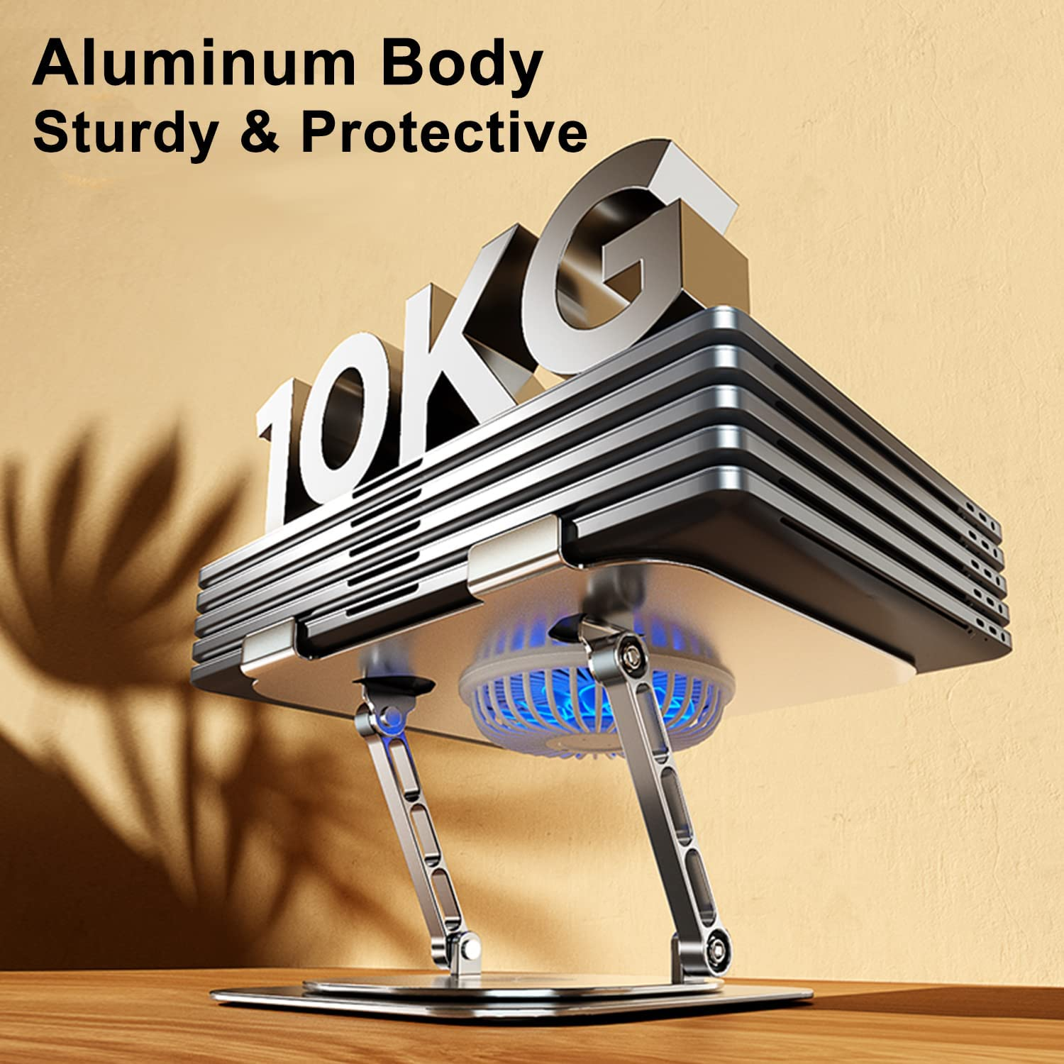 LIENS Adjustable Laptop Stand with 360 Rotating Base Compatible with Macbook Pro/Air Notebook up to 17 Inches Silver (Silver) image number 6