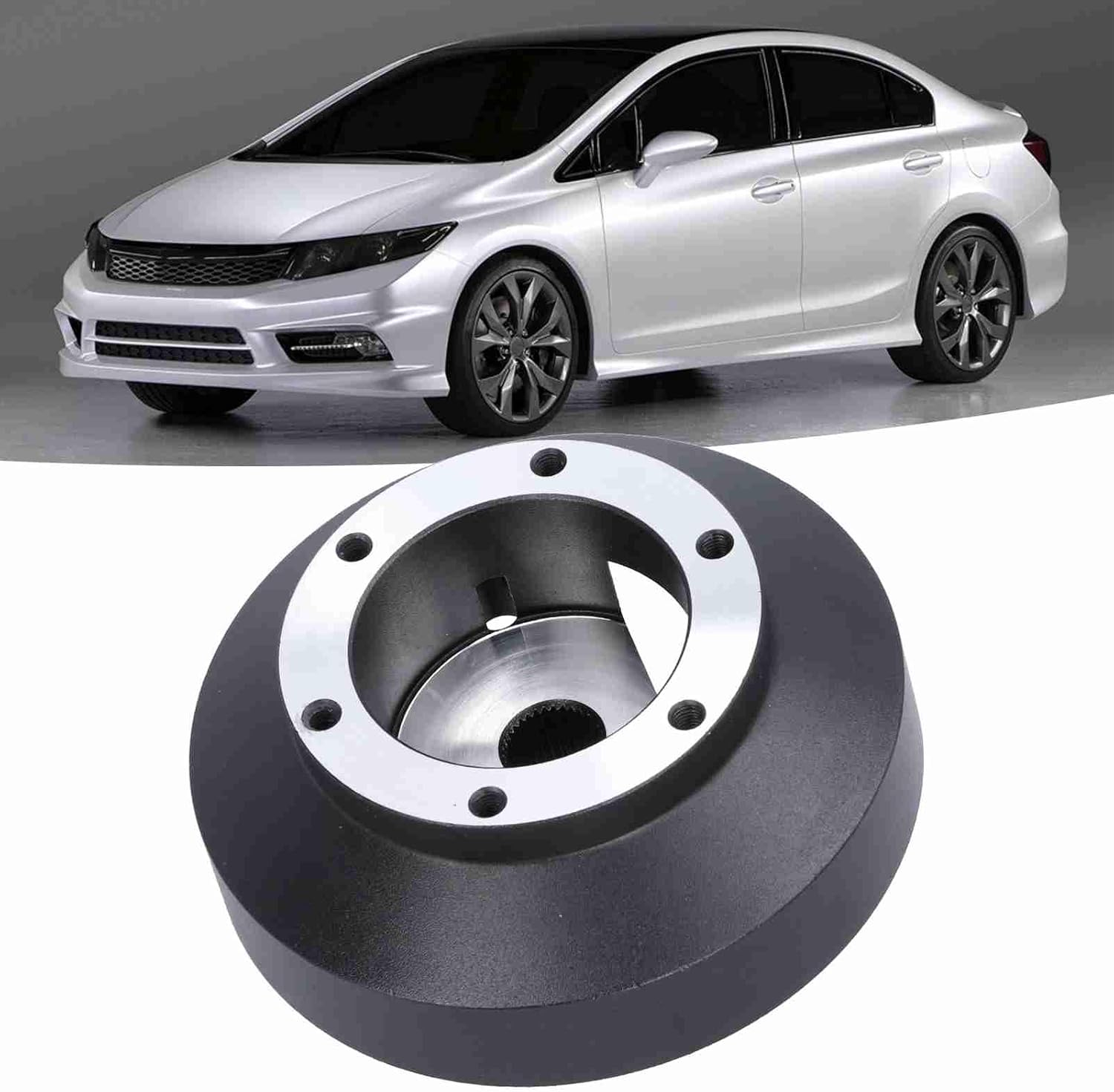Steering Wheel Short Hub Adapter 6-Bolt Metal Replacement for Accord 2003-2012, CR-V, Fit, TL RSX - Racing Style Quick Release Compatible Hub image number 2