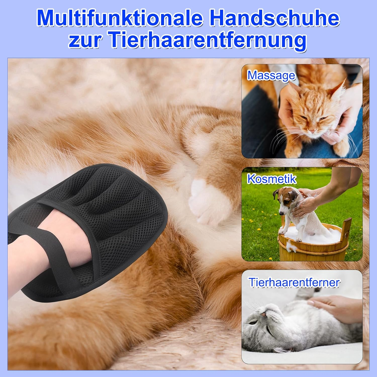 CEWROM Fur Magnet Gloves, Reusable, Pack of 2 Upgrade Pet Hair Removal Gloves for Cats and Dogs, Safe Two-Way Electrostatic Technology, Five Finger Non-Slip image number 3
