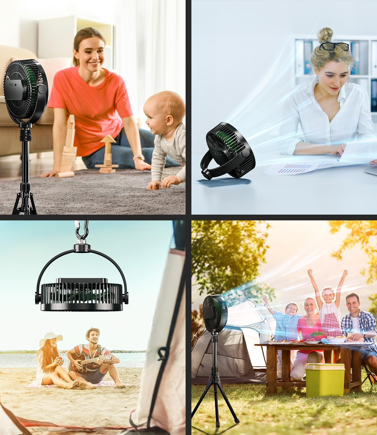LEMOISTAR Portable Rechargeable Battery Operated Pedestal Fan, 8" 10000 Mah USB C Small Fan, Adjustable Height, Quiet Table Desk Standing Fan for Camping Bedroom Office Home Travel Fishing image number 5