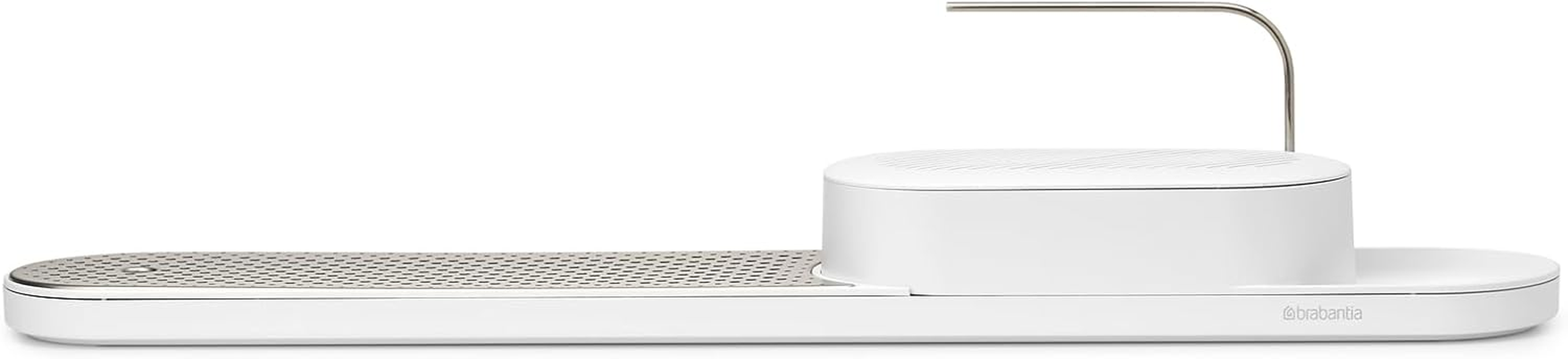 Brabantia - Sinkstyle Organiser and Drying Tray with Drip Tray and Removable Stainless Steel Plate &ndash; Sleek Kitchen Storage Solution &ndash; Mineral Fresh White