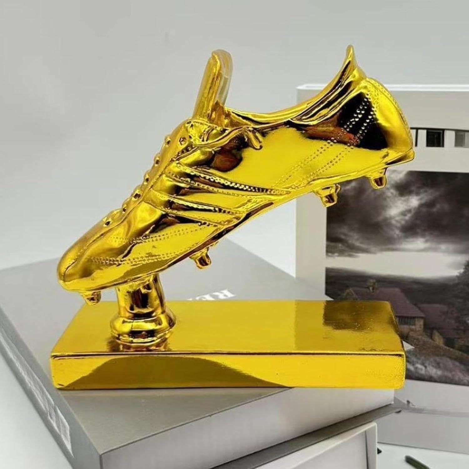 Generic Golden Boot Soccer Trophy Sculpture Figurine Resin Trophy for Home Decor Entrance image number 3