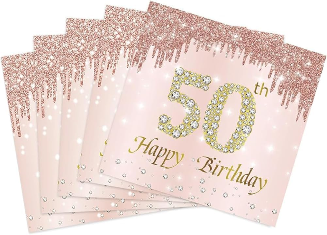 40PCS 40Th Happy Birthday Napkins Rose Gold 40Th Birthday Napkin Vintage 1984 Dessert Cocktail Beverage Napkins for Women 40Th Birthday Anniversary Party Favors 2-Ply - 16Th image number 4