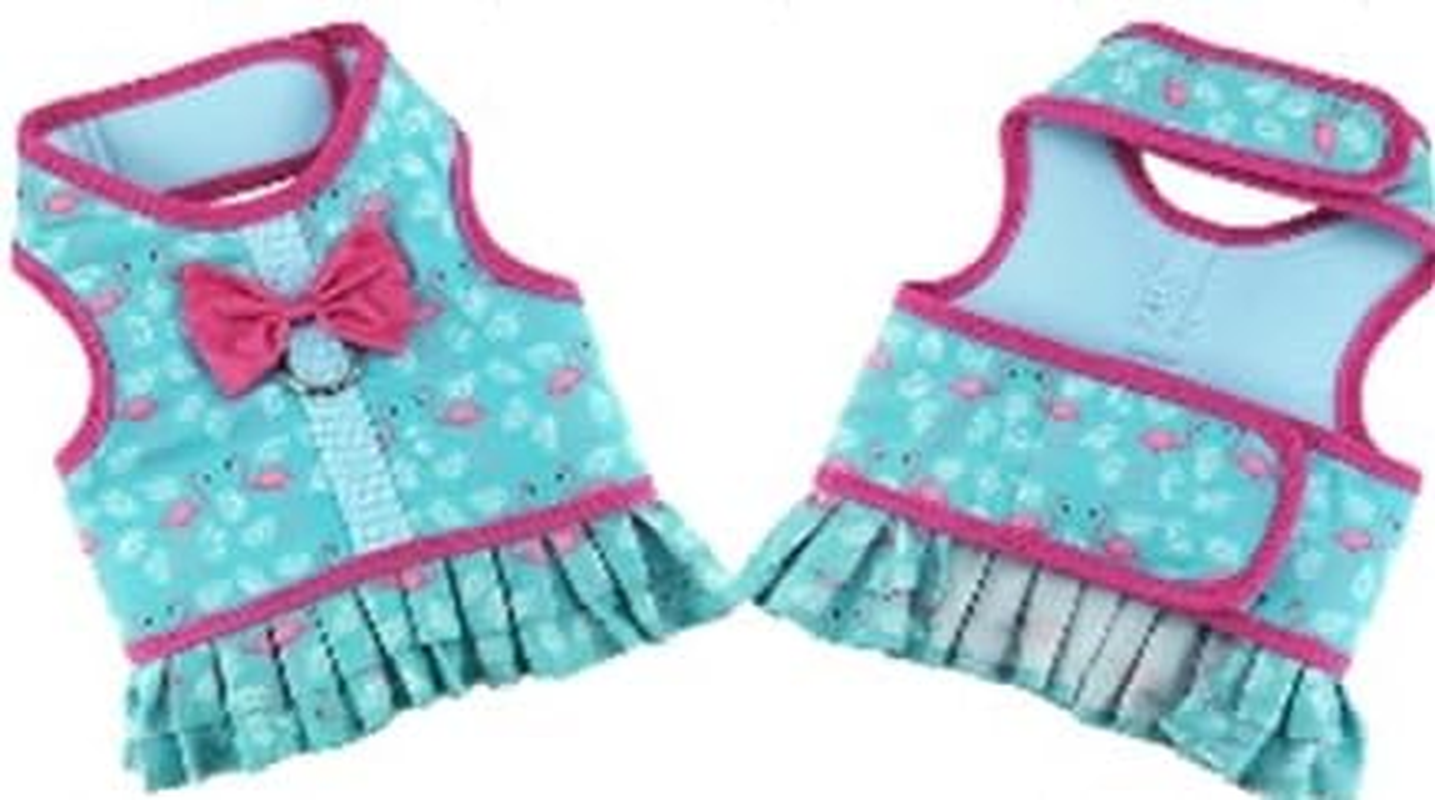 Parisian Pet Dog Harness Dress, Pink Dots, L