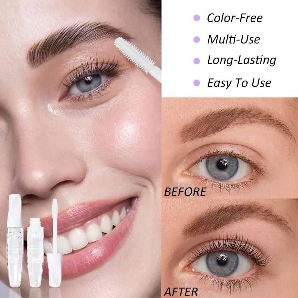 Wimode Clear Mascara Primer for Eyelashes and Eyebrows,Clear Mascara for Eyelashes Volume Waterproof Top Coat Gel Lash Primer Lasting Tear-Proof,Non-Clumping,Non-Flaking image number 1
