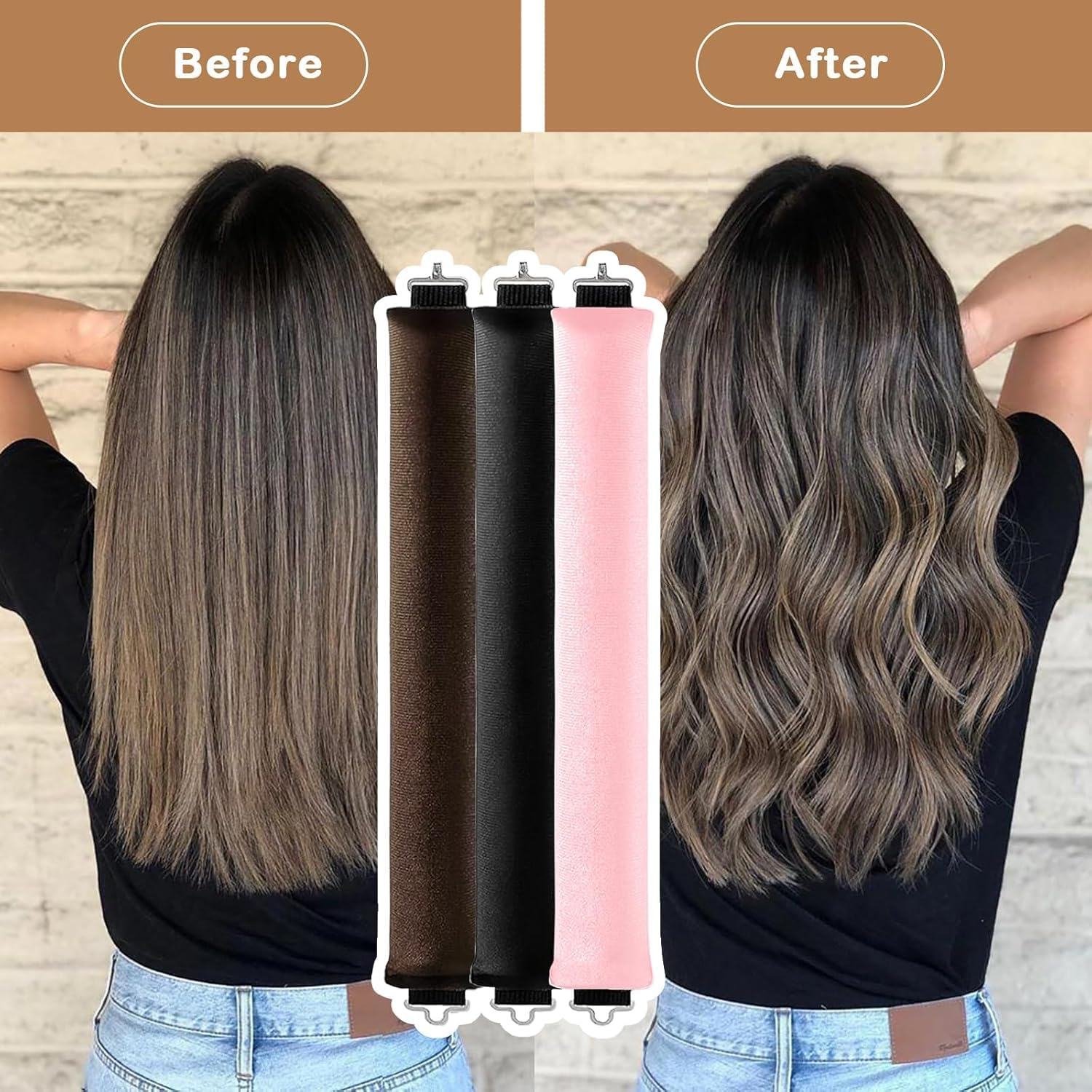 Heatless Hair Curler Overnight Curls Blowout Rods, 3Pcs Heatless Curling Rod Velvet Blowout Rods,No Hot Roller Overnight Blowout,Velvet Heatless Curling No Heat Hair Curler Overnight Curl Blowout Rod image number 3