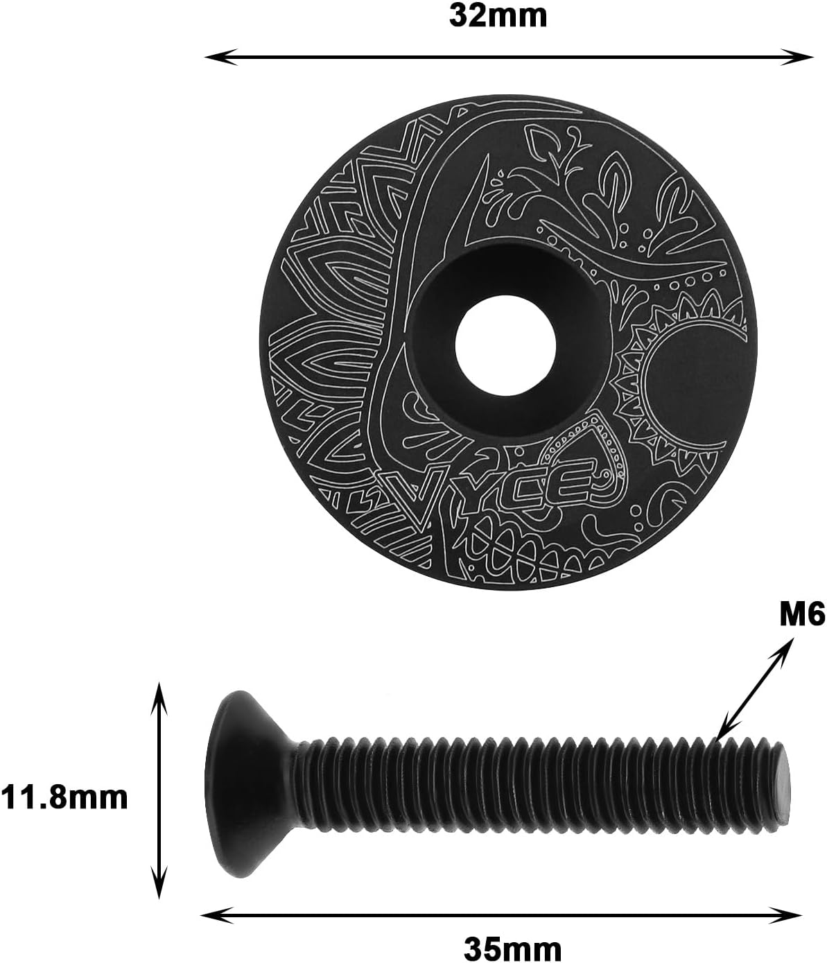 Ecsing 2Pcs Bike Bowl Cover Mountain Bike Handlebar Cover Set Diamond Earphone Cap Compatible with 1/8"(28.6Mm) Stems/Headsets Aluminum Alloy image number 1