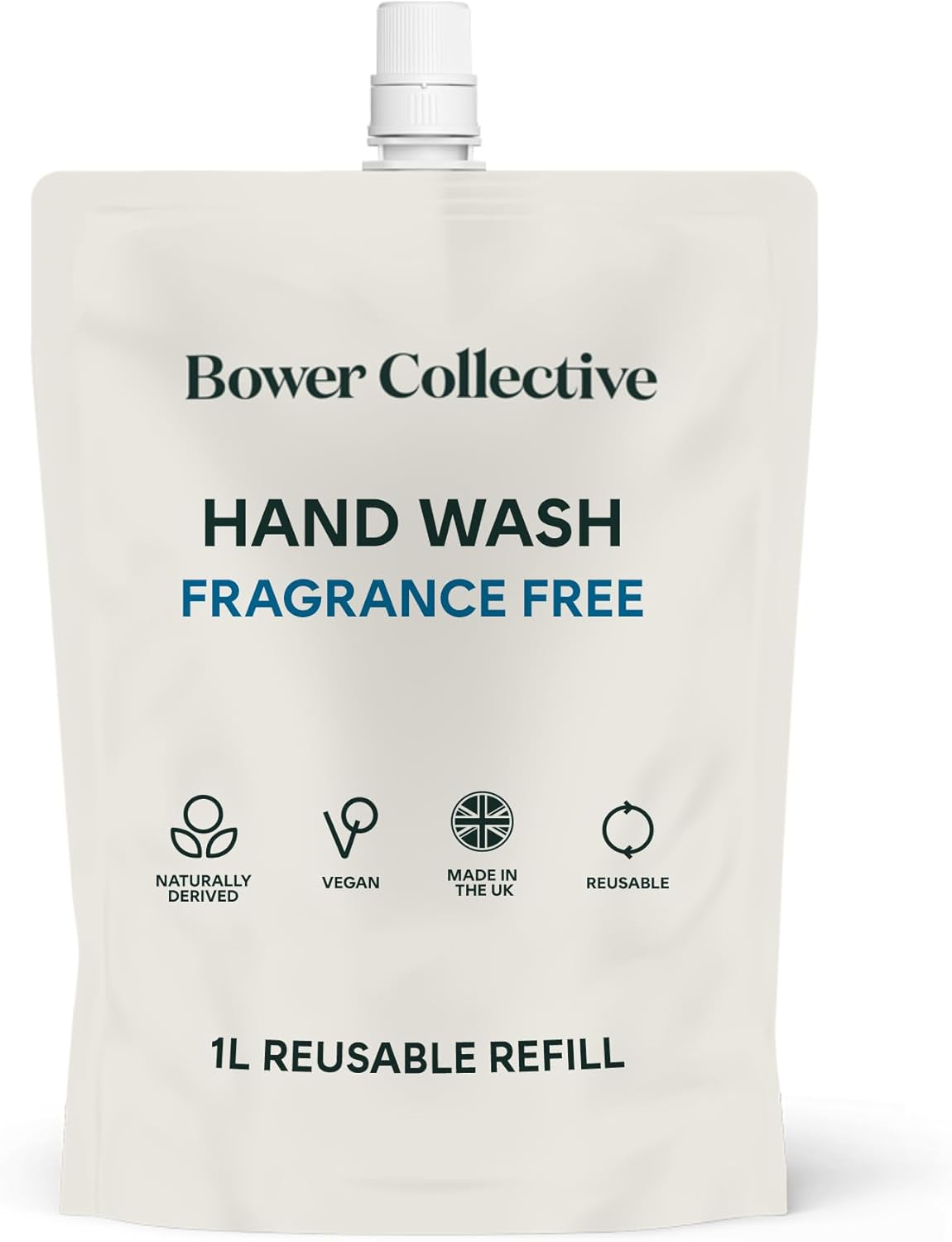 Bower Collective, Antibacterial Fragrance Free Hand Wash Refill, Eco-Friendly, Natural Hand Soap Refill, 1L
