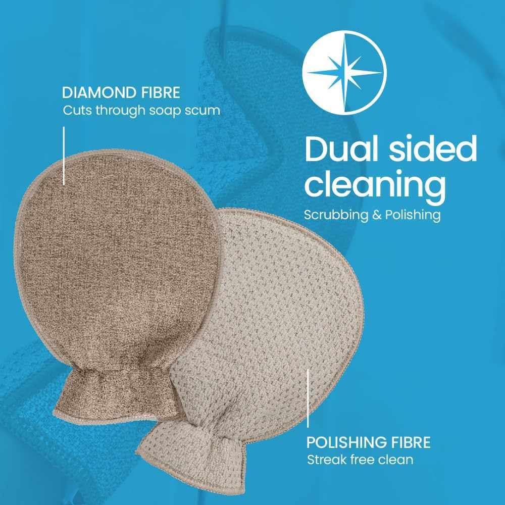 White Magic Eco Cloth Bathroom Cleaning Glove, Pebble &ndash; Dual-Sided Scrubbing & Polishing, Chemical-Free Streak-Free Clean, Made with Recycled Plastic, Machine Washable, 26X20.5Cm image number 6