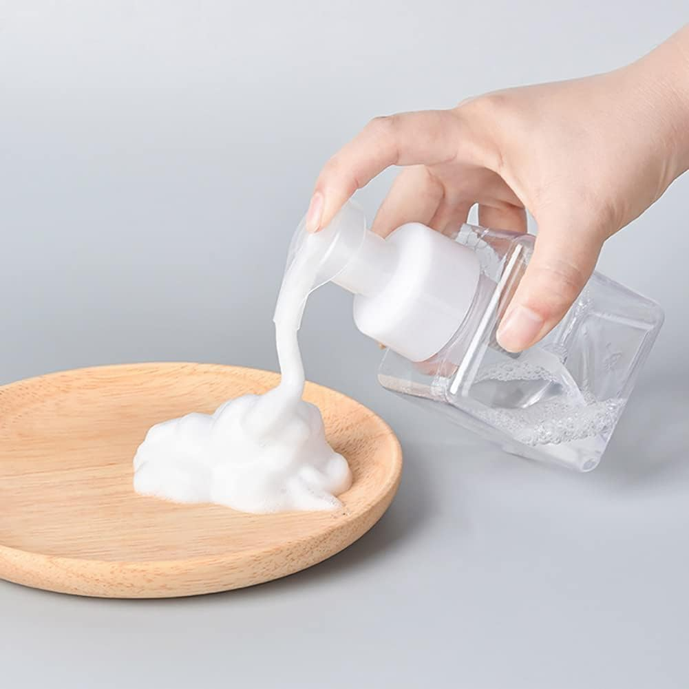 Refillable Plastic Pump Bottles, 250Ml, Square Foam Dispenser, Empty Liquid Hand Soap Bottles, Foaming Shampoo Dispenser for Body Wash Tools and Accessories (Light Blue, One Size) image number 5