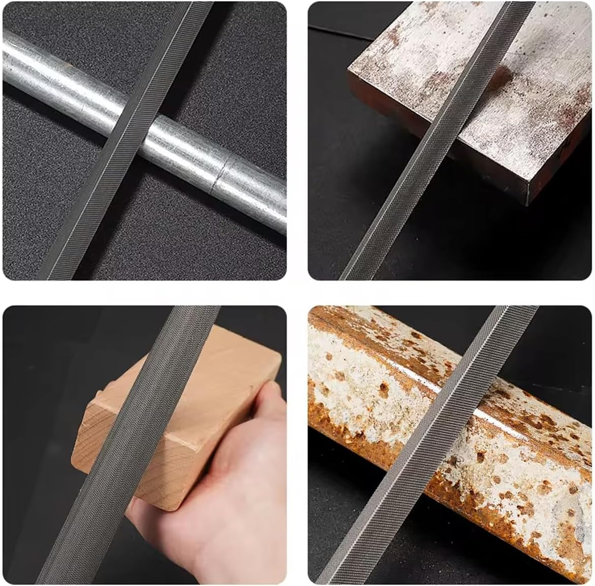 AIMALL 12" Flat Metal File Set with Soft Grip Handle, 3 Pieces, Precision Milled for Durable Cutting, Second-Cut Grade for Metal, Plastic, and Wood image number 6