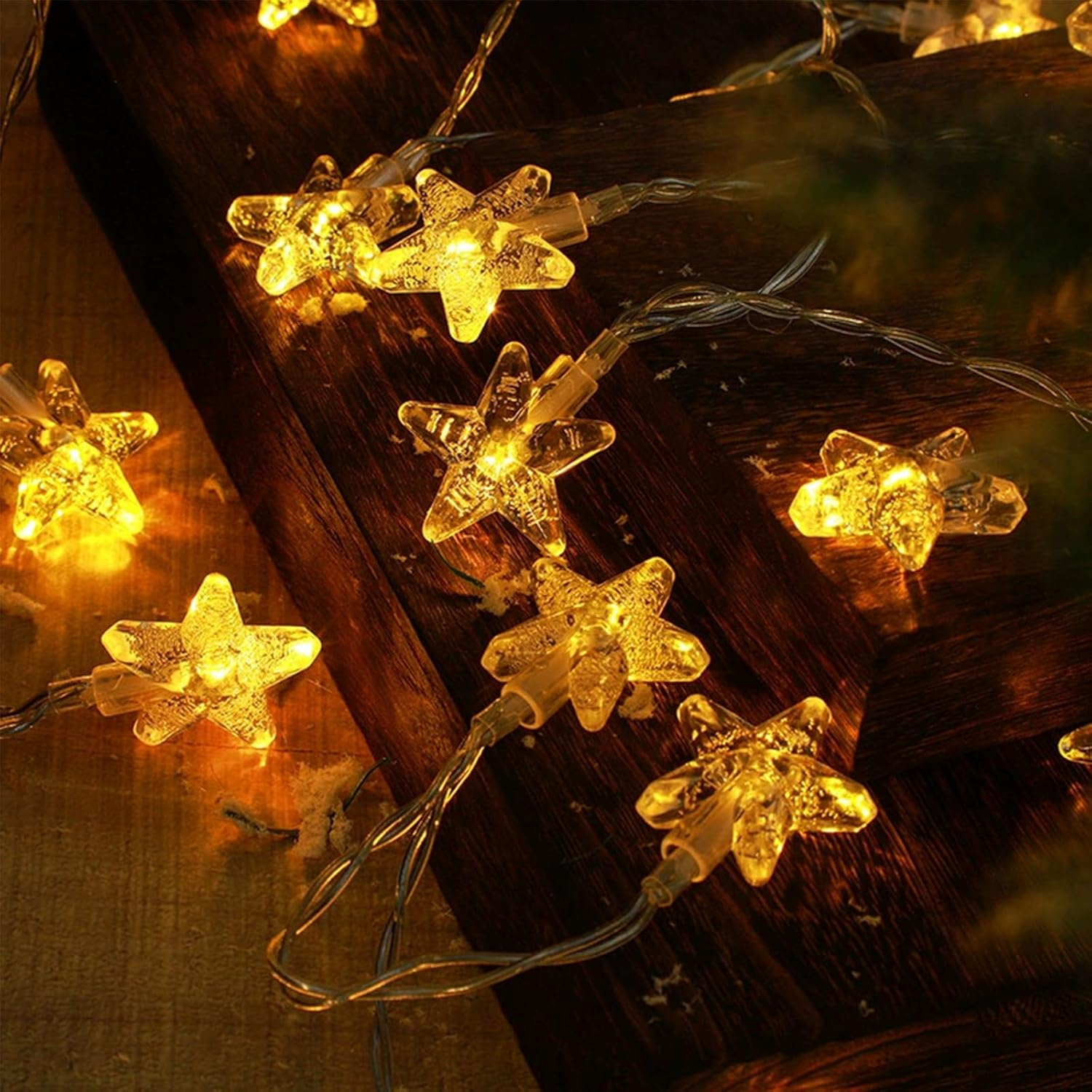 ENLACE LED Star Fairy Lights, 3 M 20 LED Star Fairy Lights, Battery Operated, Warm White Fairy Lights Stars for Christmas, Wedding, Party, Children'S Room, Bedroom Decoration image number 5