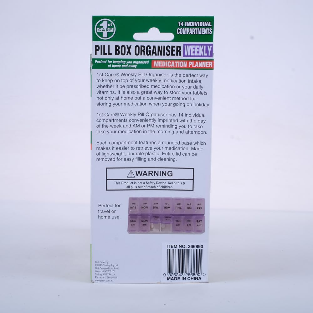 1St Care Weekly Pill Organiser, Blue/Purple image number 1