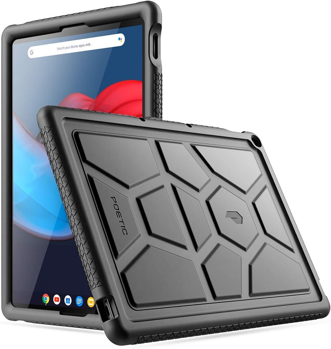 Poetic Turtleskin Series Designed for Google Pixel Slate 12.3 Inch Case, Heavy Duty Shockproof Kids Friendly Silicone Bumper Protective Case Cover, Black image number 2