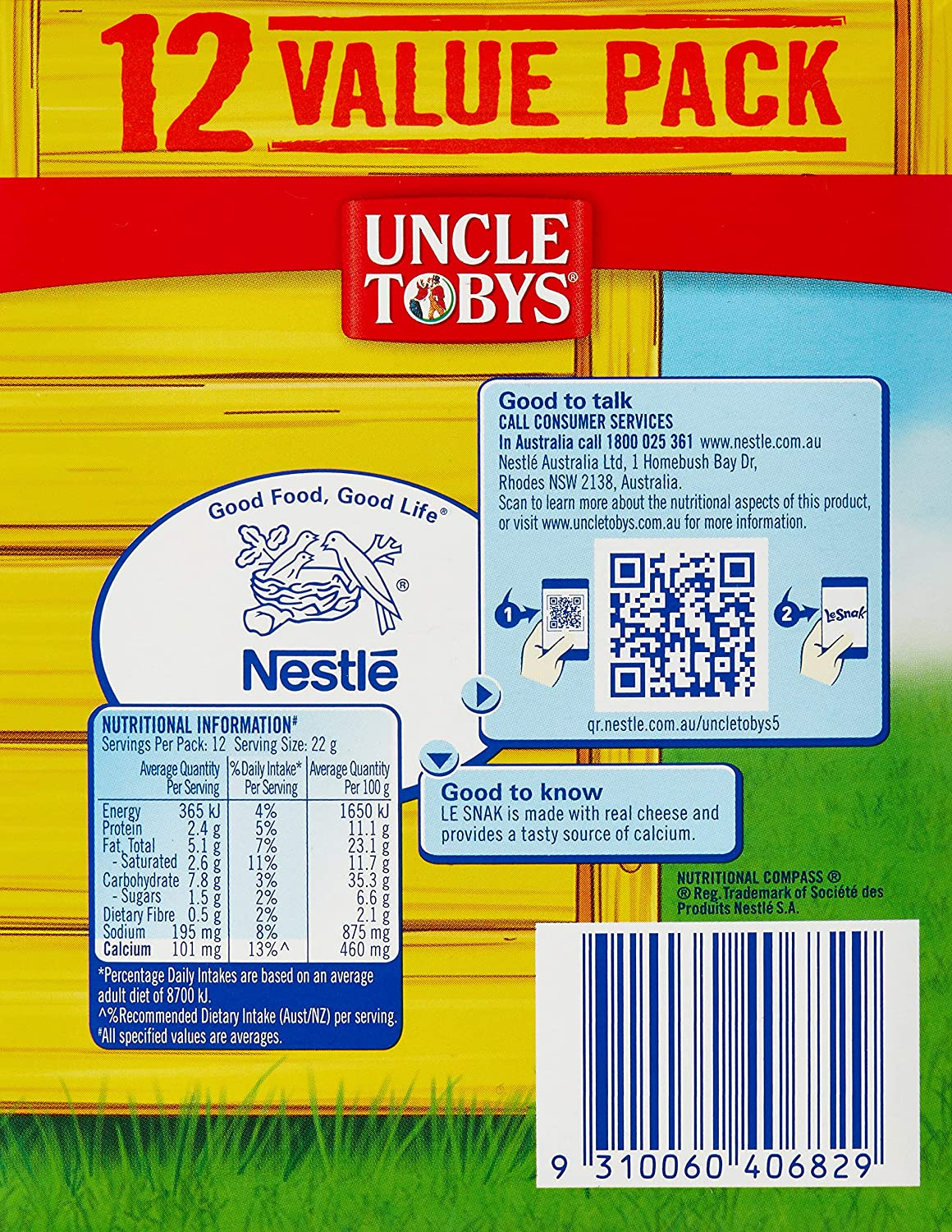 UNCLE TOBYS Le Snak Tasty Cheese Dip and Crackers Value Pack, 1 Box of 12, 264G image number 3