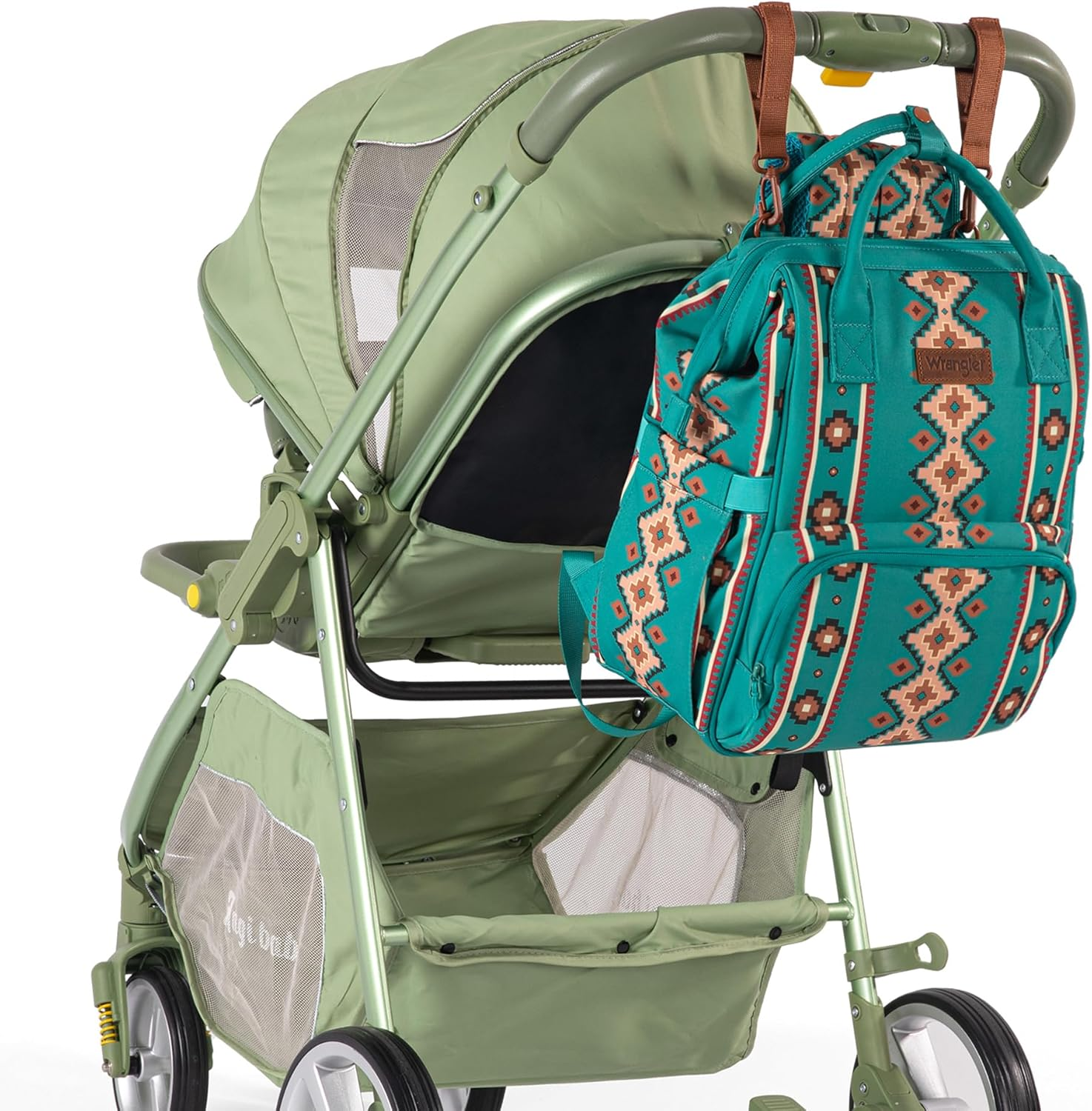 Wrangler Aztec Backpack Organized Daypack Travel Baby Bag with Stroller Strap and Side Bottle Pockets