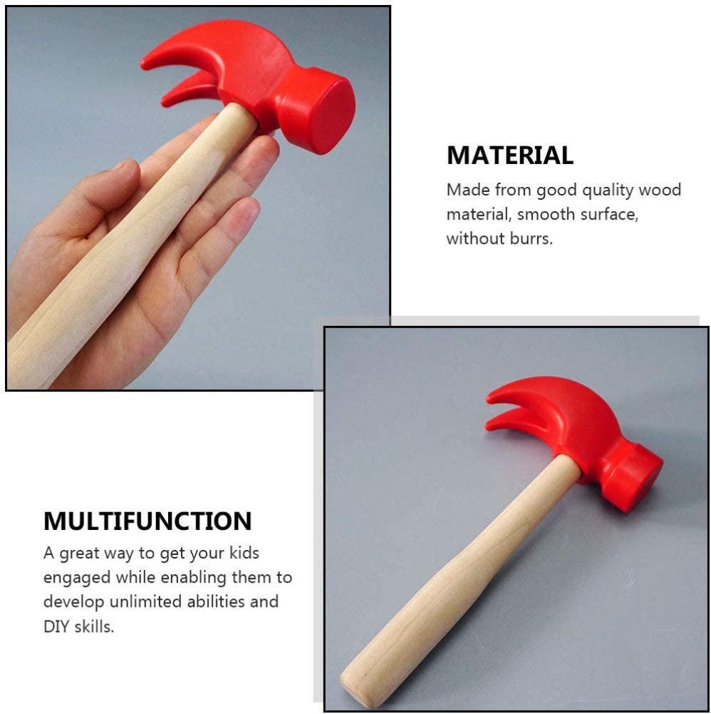 TOYANDONA 2Pcs Wooden Hammer Toy Set - Construction Theme - Improves Motor Skills & Hand-Eye Coordination - 2X Wooden Hammer Toys image number 3