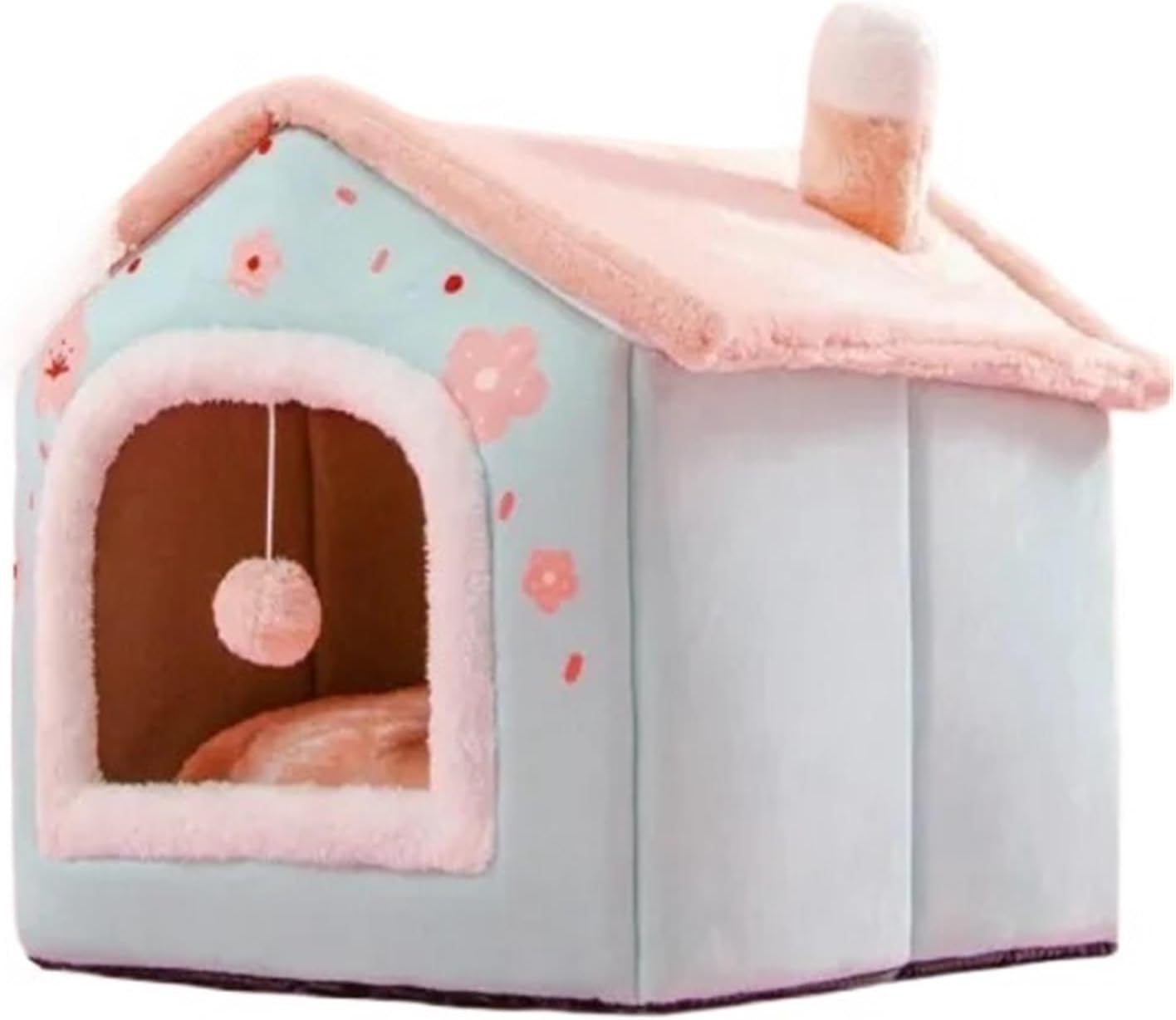 Pet Bed Foldable Dog House Pet Cat Bed Winter Dog Villa Sleep Kennel Removable Comfort (Color : Brown Bear, Size : Large)