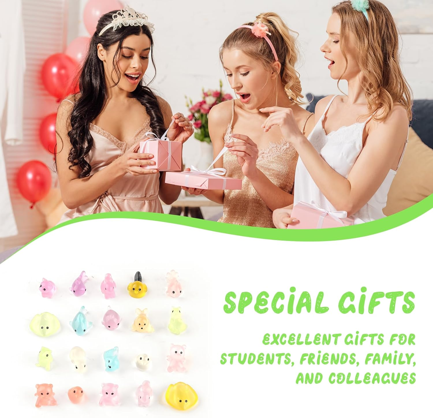 80 PCS Luminous Mini Resin Animals Set, Glow in the Dark Animal Figurines Including Rabbits, Bears, Lions, Whales, Goldfish, Sharks, Penguins, Mice, and Pigs for DIY Crafts, Garden and Aquarium Decor image number 5