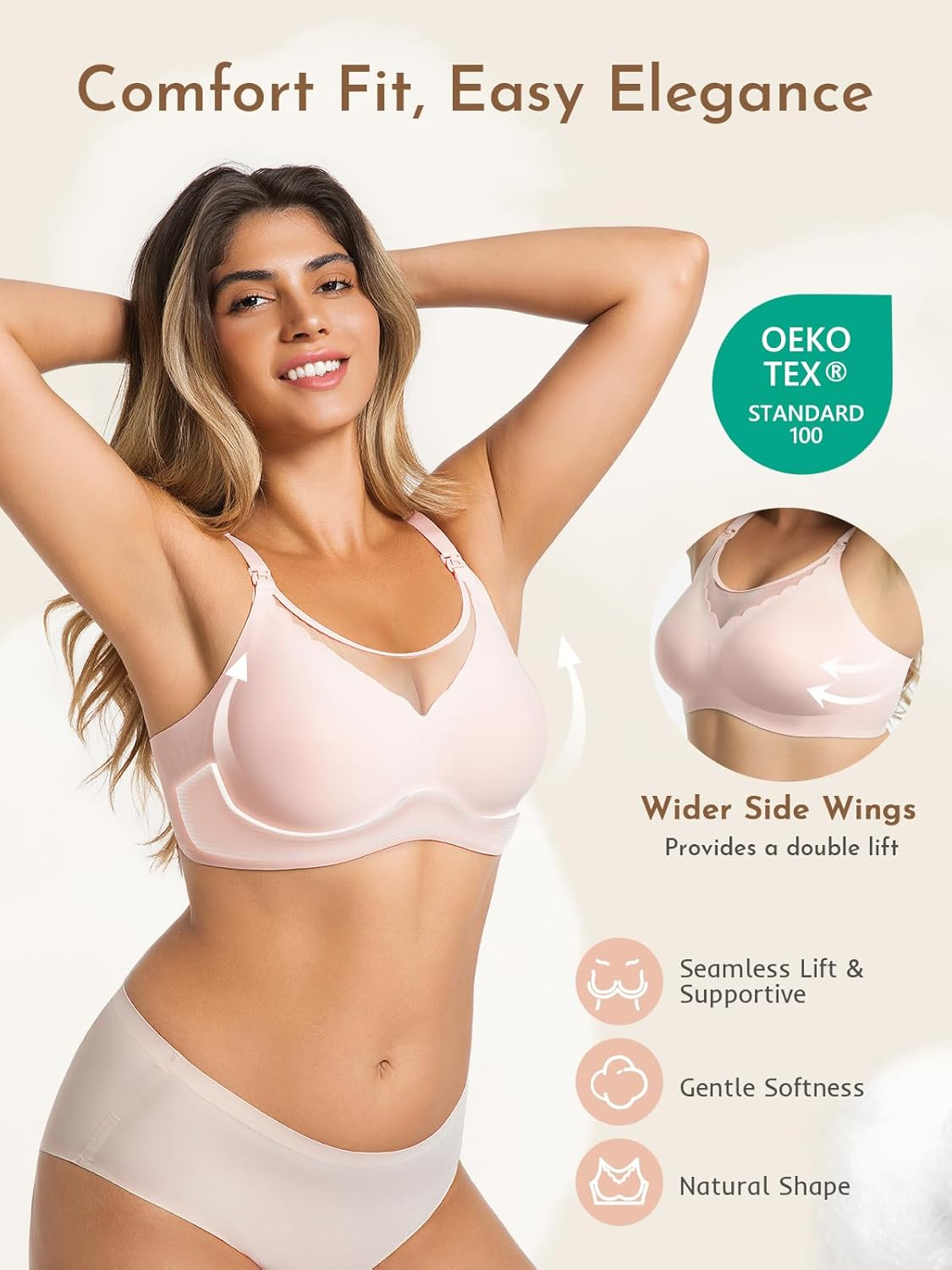 Nursing Bras for Breastfeeding, Seamless Ultra Comfort Breathable Maternity Bras, Natural Shape Pregnancy Bras image number 4