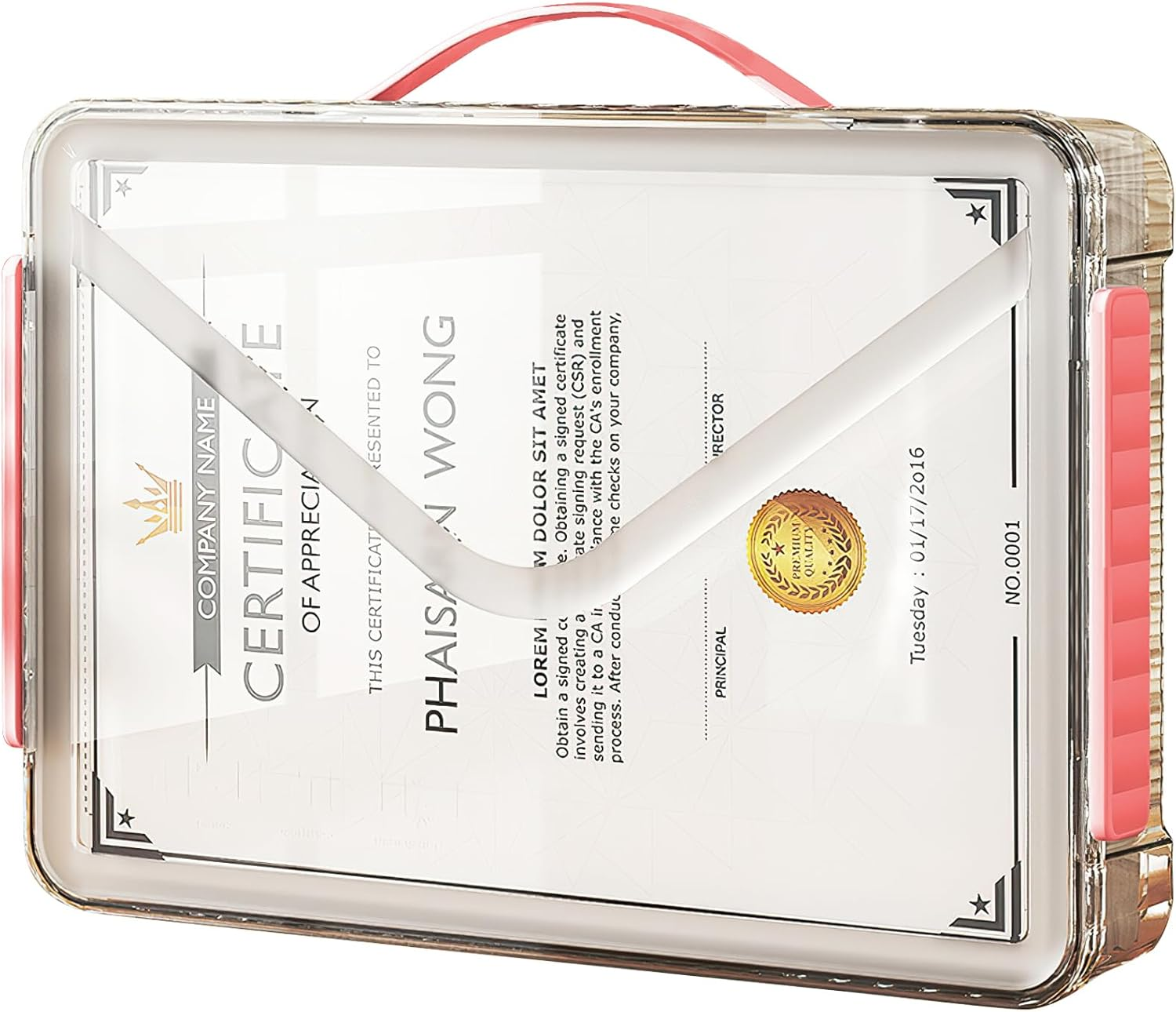 SAYEEC Plastic Storage Box Clear Stackable Storage Bins with Lids and Handle Large Capacity Storage Containers File Protector Case Organizer Portable Project Case for A4 Paper Photo Scrapbook Document