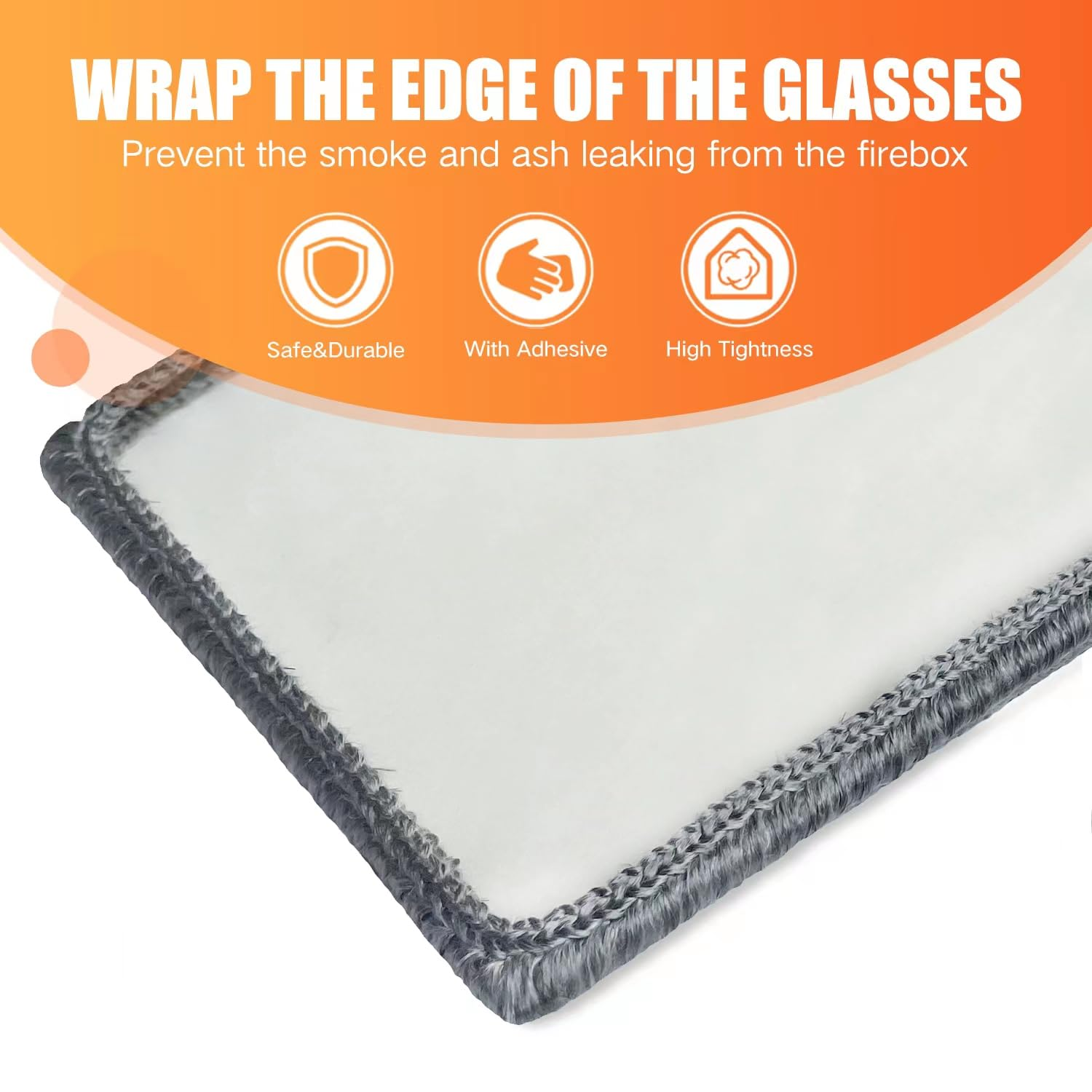 Protalwell Self Adhesive Stove Window Glass Gasket Tape, 1" Width 72" Length, Flat Stove Door Glass Gasket, Self Stick Flat Gasket Tape for Stove and Fireplace Window Glass image number 6