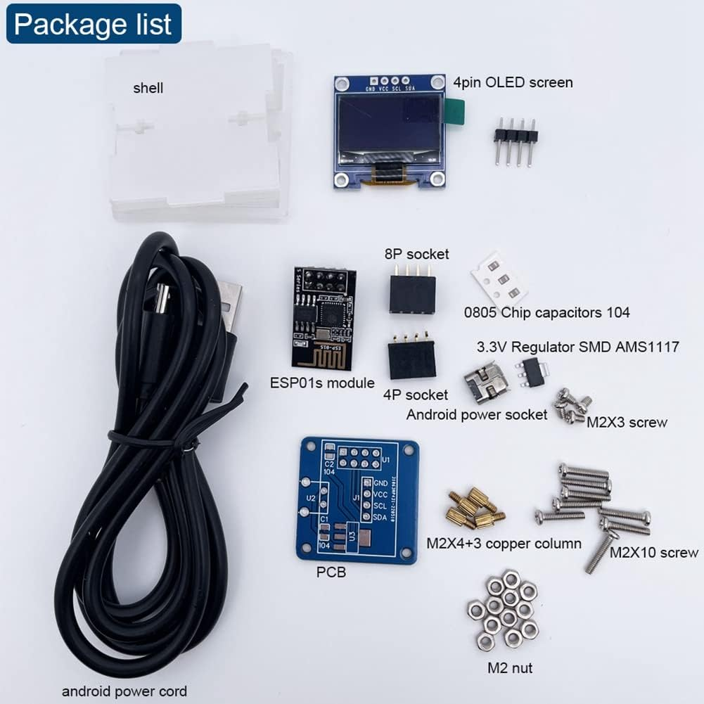 Dovhmoh ESP8266 DIY Electronic Kit Mini Clock OLED Display Connect with Shell DIY Soldering Project image number 4