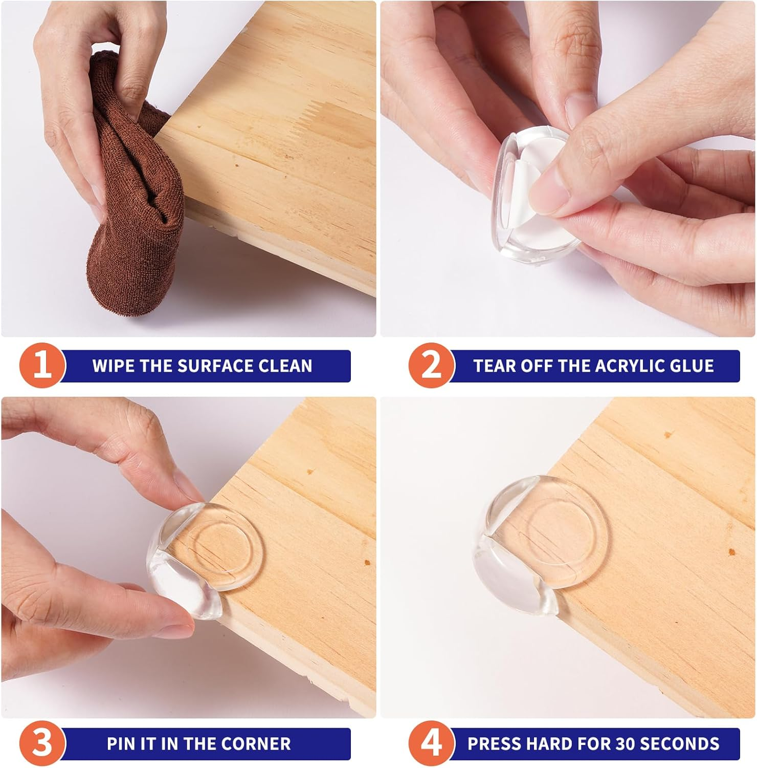 Jewan Transparent Baby Safety Corner Protectors, Pack of 30, Curved, 32Mm Thick, PVC Silicone, for Baby Fall Protection Furniture image number 1